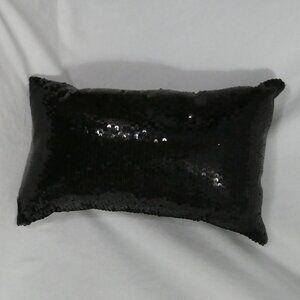 Shiny Black Sequin Throw Pillow | NWOT